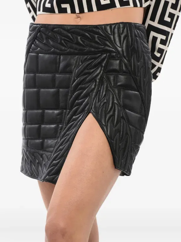 Стеганая мини-юбка Balmain, черный — фото 3