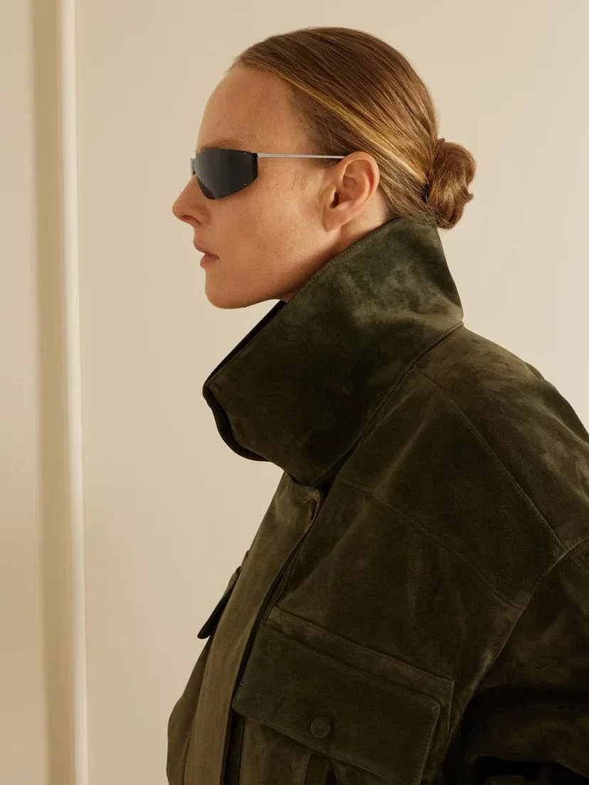 Солнцезащитные очки в D-образной оправе серебристого цвета Saint Laurent Eyewear, серебряный — фото 4