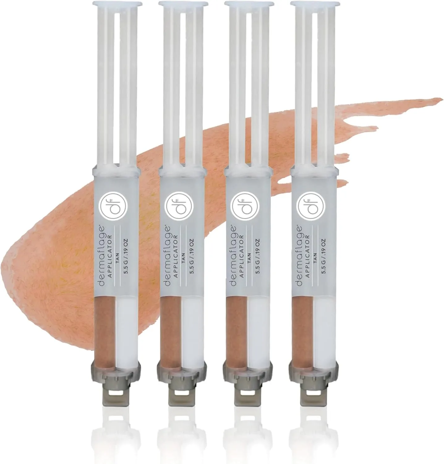 Набор Dermaflage Topical Scar Filler из 4 сменных аппликаторов (Tan) - силиконовый гель Hollywood для впалых шрамов, морщин, пигментации и глубоких ямок (30 применений), Tan