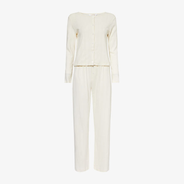 

Пижамный комплект The Nap Co из ажурного хлопкового джерси, молочный