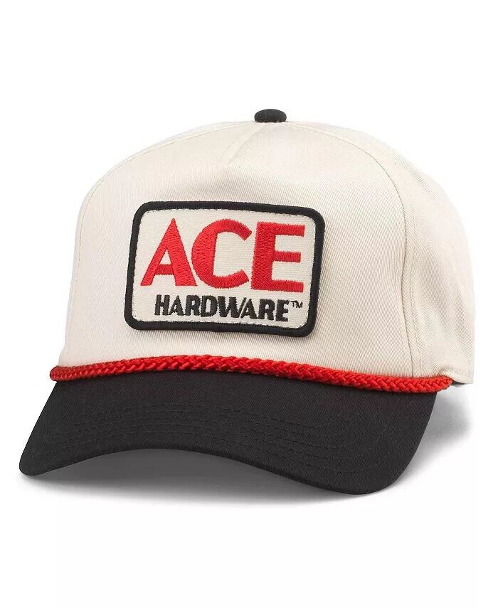 

Мужская регулируемая шляпа натурального/черного цвета Ace Hardware Roscoe American Needle, белый