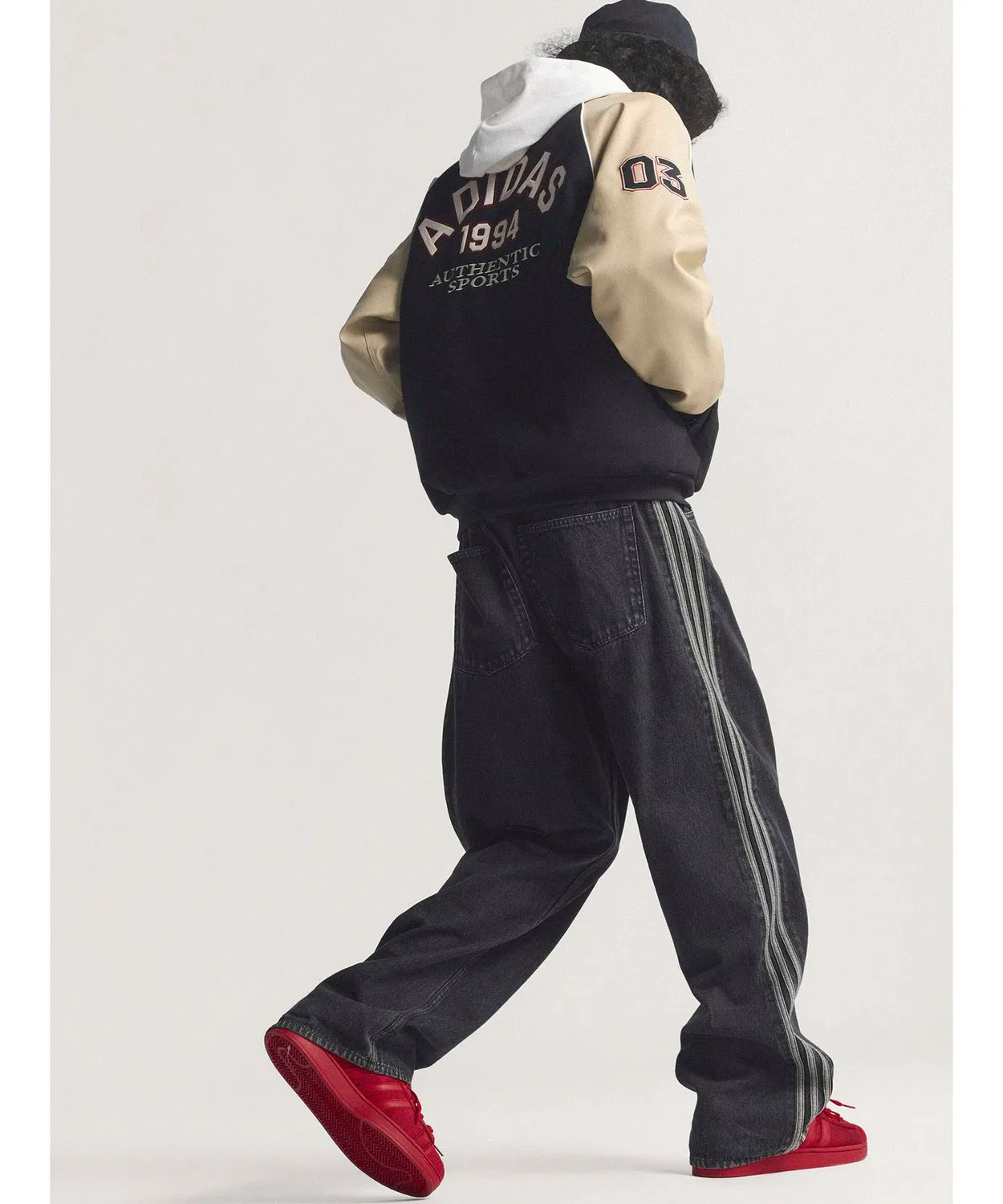 Трекпанты ADICOLOR DENIM FIREBIRD PANTS из денима, тёмно-синие — фото 2
