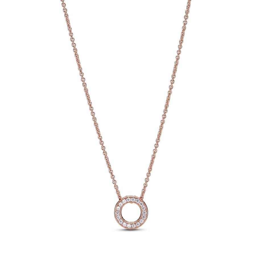 

Ожерелье Pandora Logo Pavé Circle Collier, покрытие - розовое золото