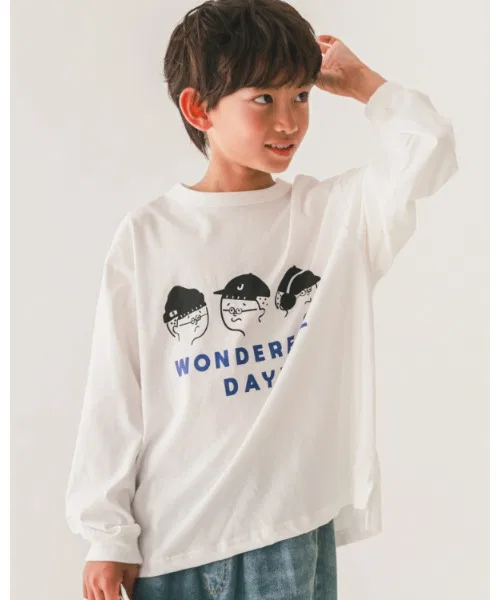 Детская футболка с длинным рукавом jeans-b WONDEFULロングＴシャツ