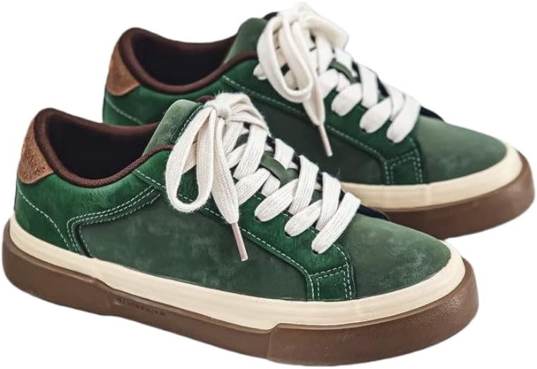 

Мужские модные спортивные кроссовки - шнуровка, круглый носок, плоская подошва, повседневные - с резиновой подошвой - подходят для ежедневного использования в любое время года Hoalox, зеленый