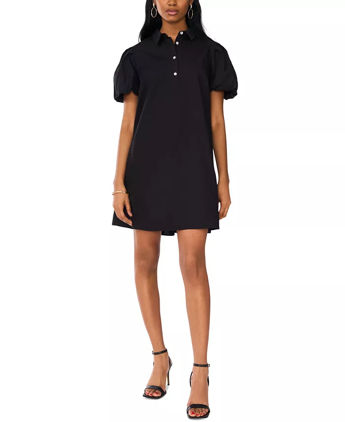 

Женское мини-платье с воротником и пышными рукавами MSK, черный