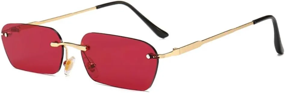 

Модные солнцезащитные очки без оправы, трендовые прозрачные, красные, синие, желтые, мужские, прямоугольные, с защитой от УФ-излучения UV400 UUPTTPL, Red