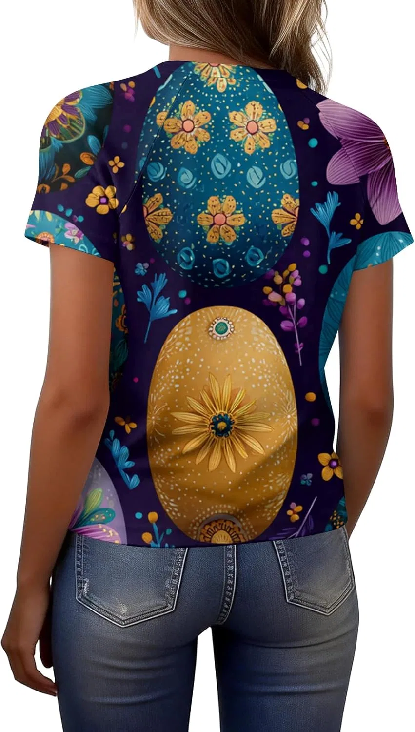 Женская блуза Easter Printed, 92% полиэстер 8% спандекс, 3-dark Blue — фото 4