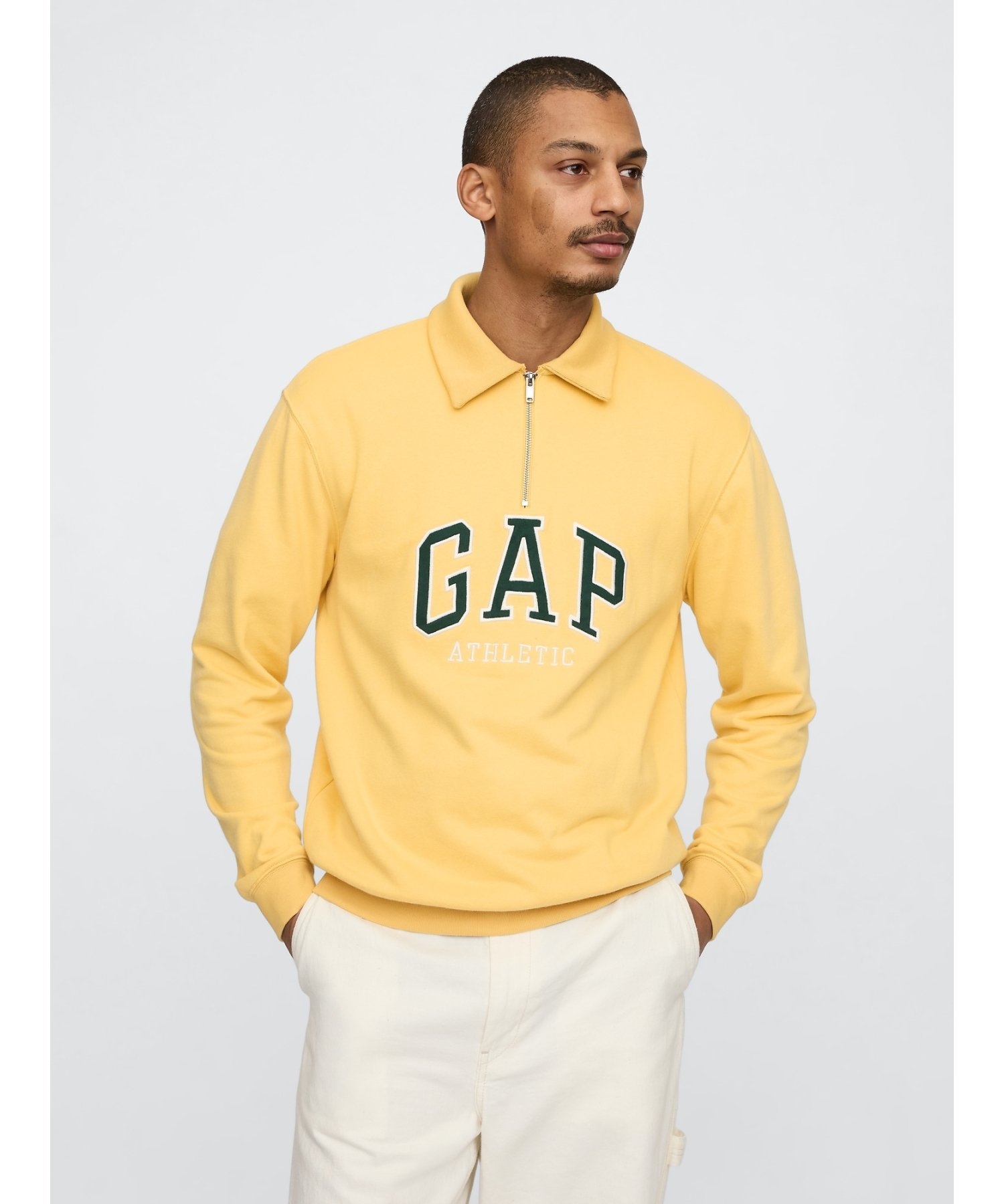 (U) Винтажная мягкая спортивная толстовка-поло с логотипом GAP, FRENCH_ALMOND
