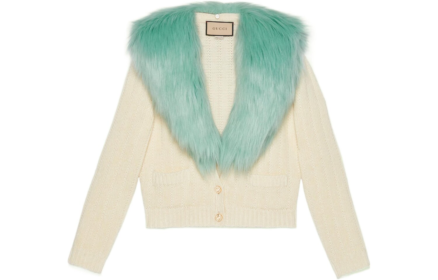 

Свитер женский Gucci Faux-fur Collar, бежевый
