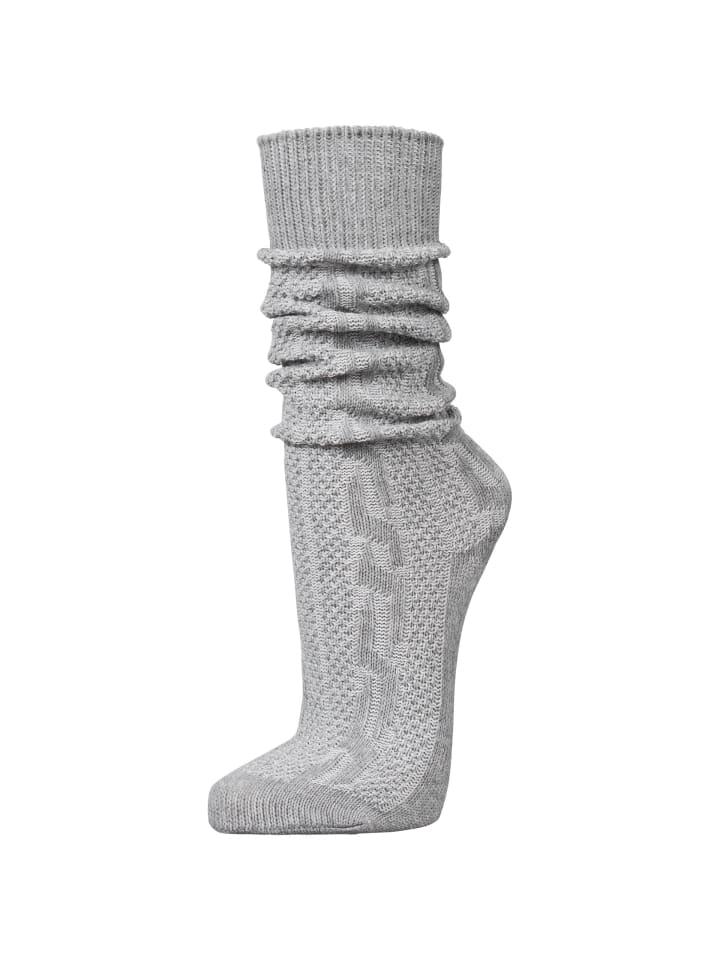 

PAULGOS Традиционные высокие носки до колена с узором «косичка» серого цвета