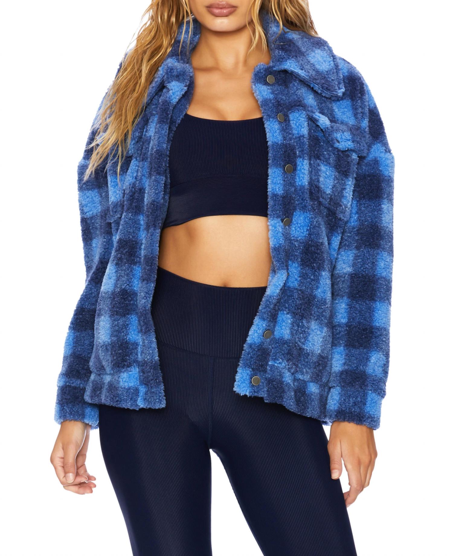 

Куртка из шерпы в клетку василькового цвета Beach Riot, цвет cornflower buffalo check