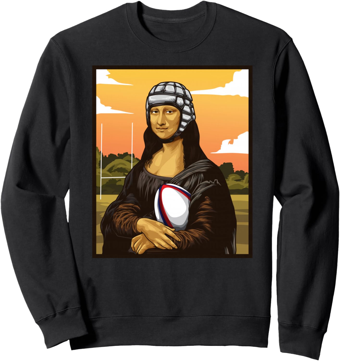 

Мона Лиза обожает регби! Забавная толстовка в подарок для фаната регби Funny Rugby Outfits By Rugger Wear, черный