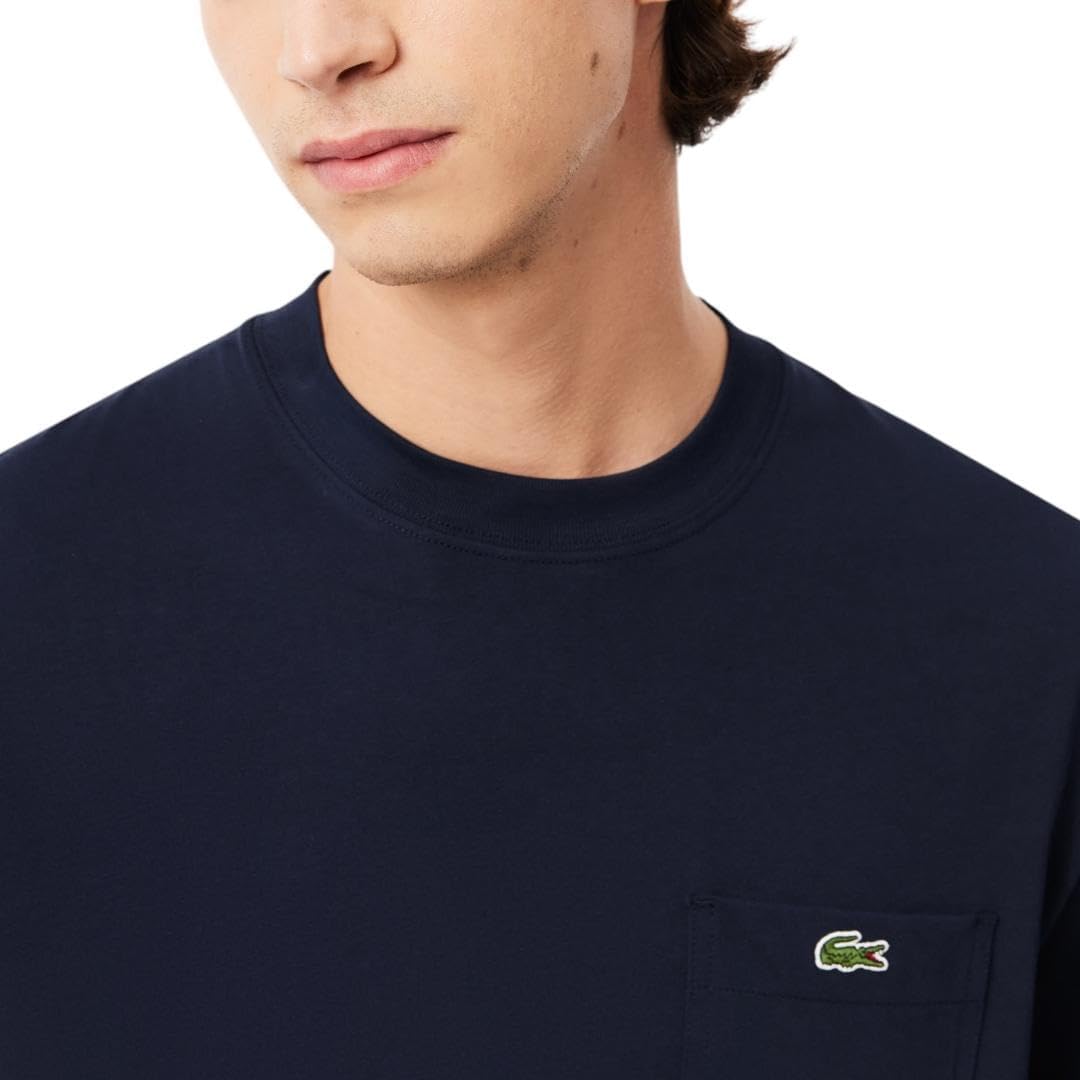 Футболка Lacoste, мужская, с нагрудным карманом, Navy Blue — фото 2