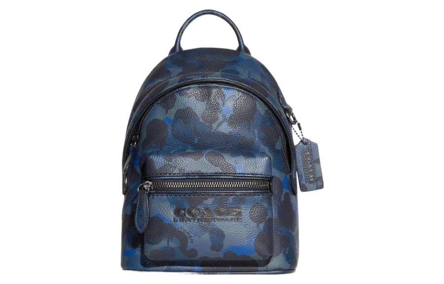

COACH Текстурированный кожаный рюкзак малый женский синий и морской
