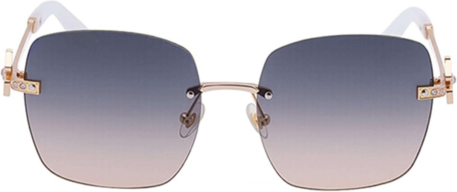 

bullabulling Модные солнцезащитные очки без оправы квадратной формы для женщин и мужчин в стиле ретро Y2K, с бриллиантовой оправой, металлические дизайнерские очки 90-х, Gray Pink