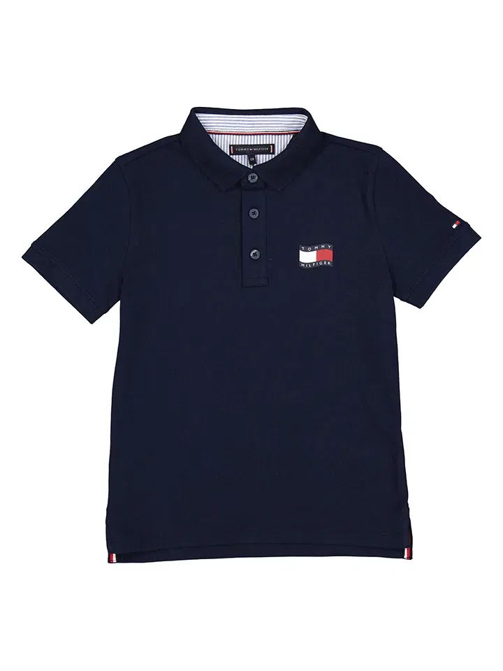 Поло хлопковое Tommy Hilfiger, темно-синий