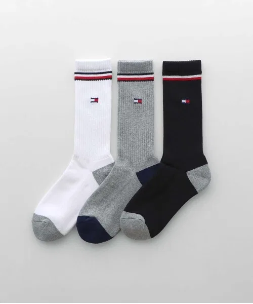 [Комплект из 3 шт.] Мужские и женские ребристые носки TOMMY HILFIGER из органического хлопка с махровой подошвой и одноточечной разметкой 92554051