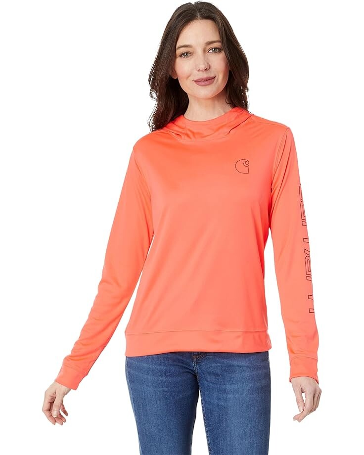 

Футболка Carhartt Force Sun Defender Lightweight Hooded Graphic, цвет Coral Glow