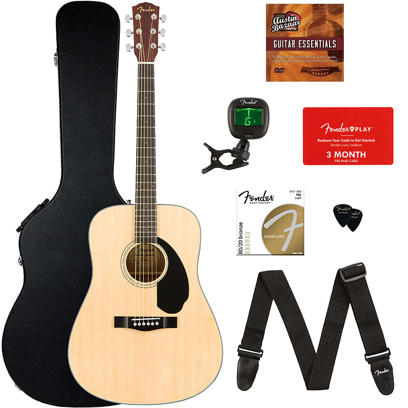 

Акустическая гитара Fender CD-60S Solid Top Dreadnought Acoustic Guitar - Natural w/ Hard Case