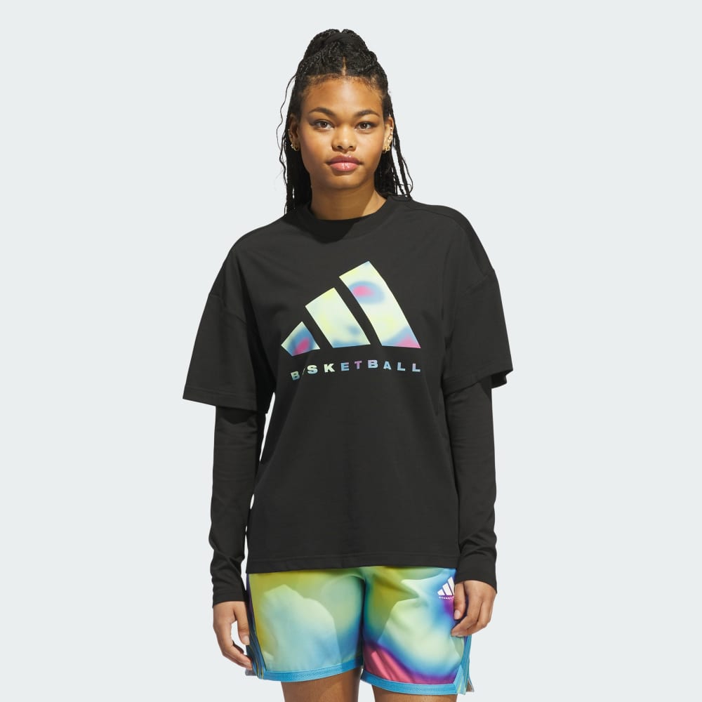 

Спортивная футболка Adidas BASKETBALL GEOTHERMAL LOGO TEE, цвет Black/Semi Green Spark