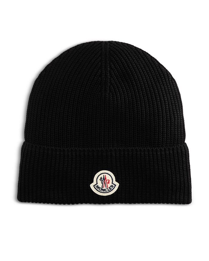 

Хлопковая вязаная шапка в рубчик Moncler, черный