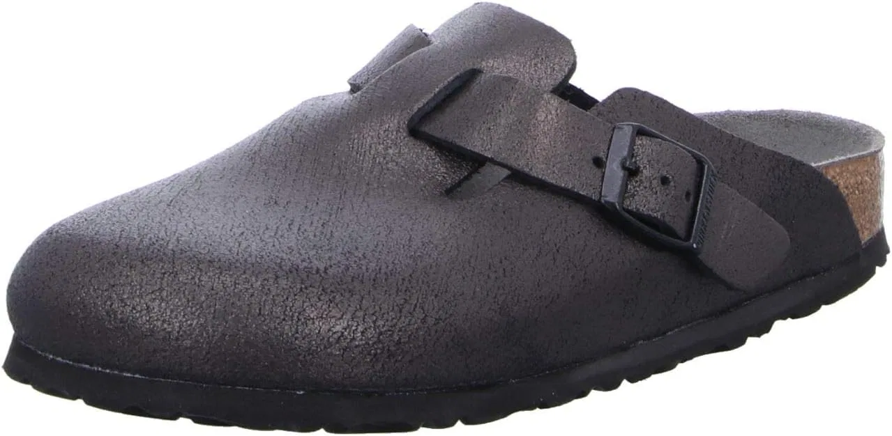 Birkenstock Boston, унисекс - сабо и мюли из нубуковой кожи для взрослых, Black