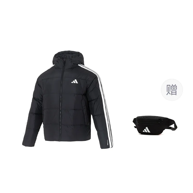 Пуховик мужской с капюшоном Adidas, черный (Comes with Adidas Bag 1 Pc)