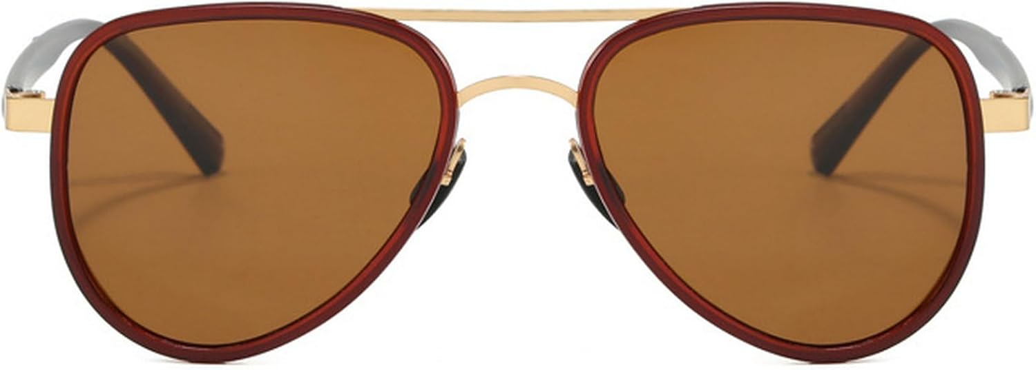 

Ретро-солнцезащитные очки-пилот для женщин, классические модные винтажные очки-пилот с двойной перемычкой для мужчин, очки 70-х годов с защитой от УФ-излучения mincl, Brown