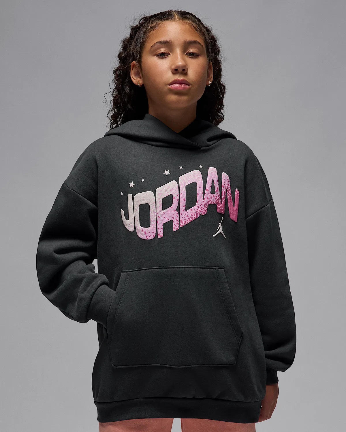 Детская увеличенная атласная худи-оверсайз Jordan Jumpman Club, Off Noir