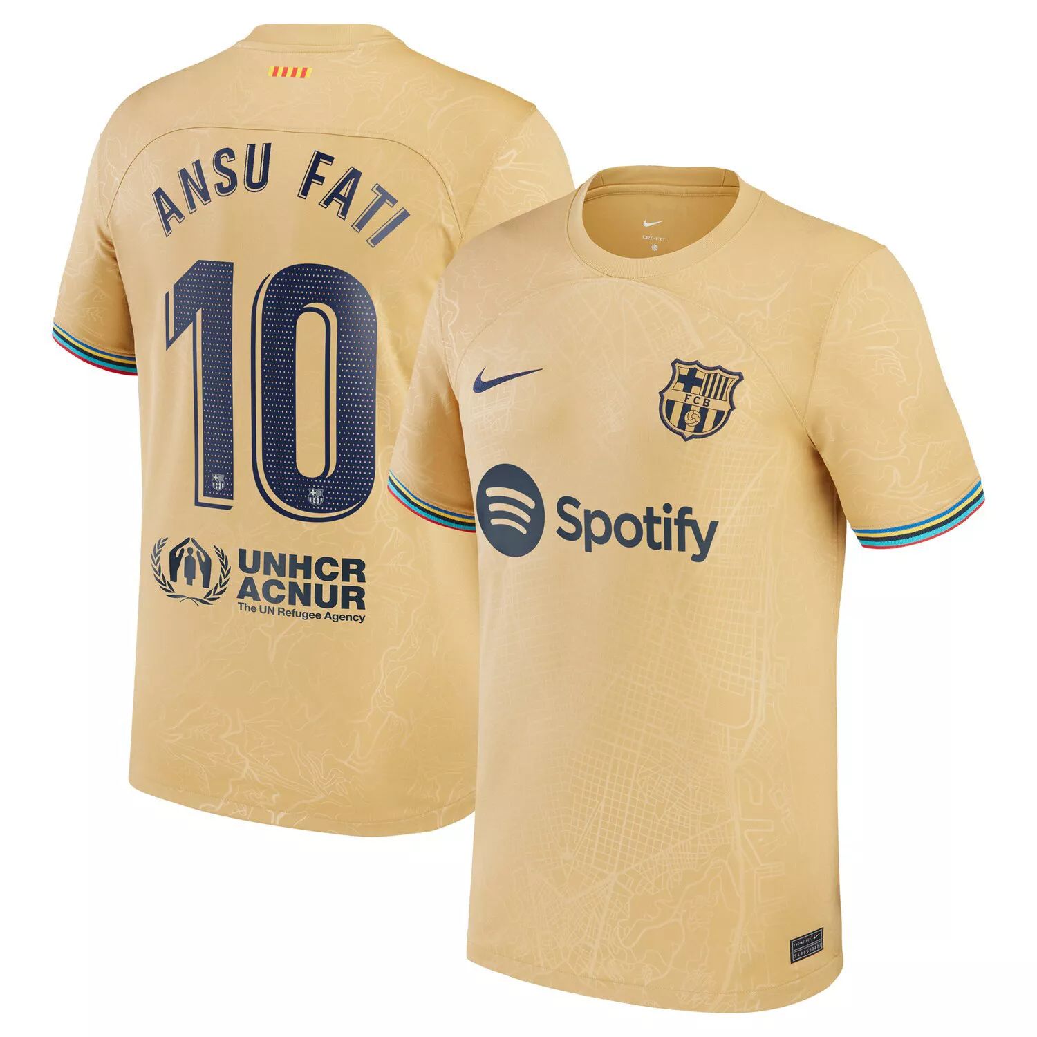 

Молодежная футболка Nike Ansu Fati Yellow Barcelona 2022/23, реплика игрока на выездном стадионе Breathe Stadium Nike