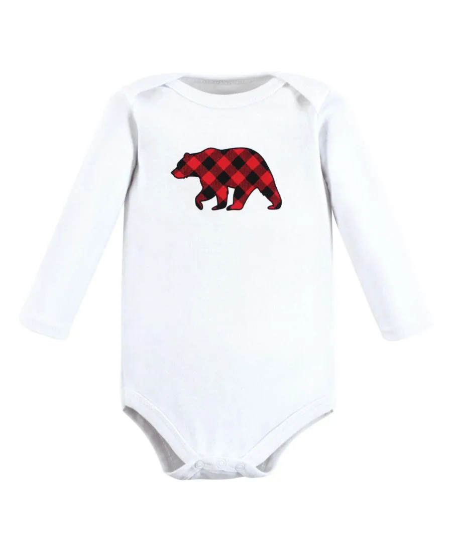 Комплект из 5 мягких хлопковых боди с длинными рукавами Hudson Baby, Buffalo Plaid Bear — фото 3