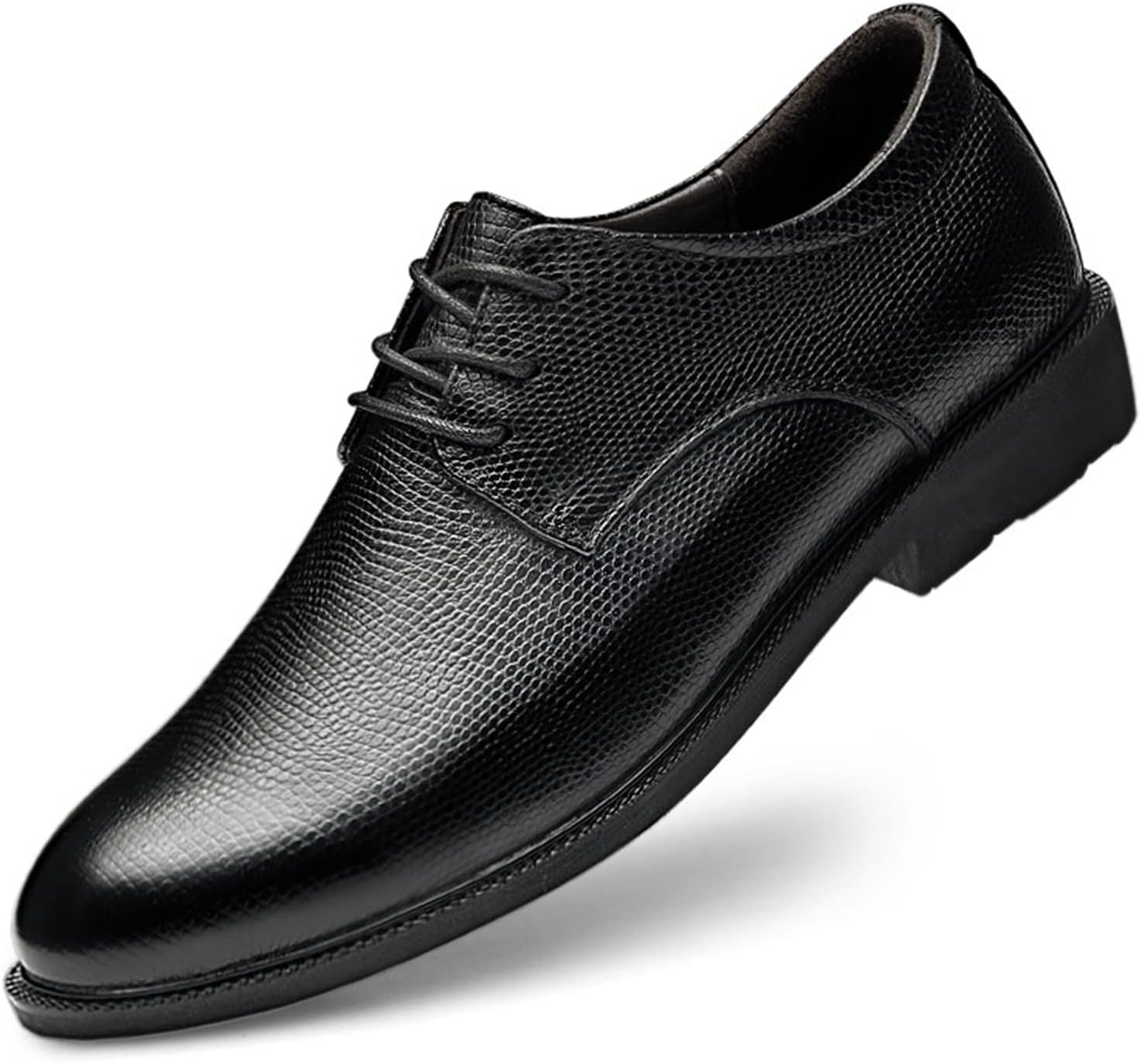 

Мужские классические туфли-оксфорды на шнуровке, увеличивающие рост, кожаные туфли-дерби на 6 см, низкие, с противоскользящей резиновой подошвой, свадебные Xjsdjhount, черный