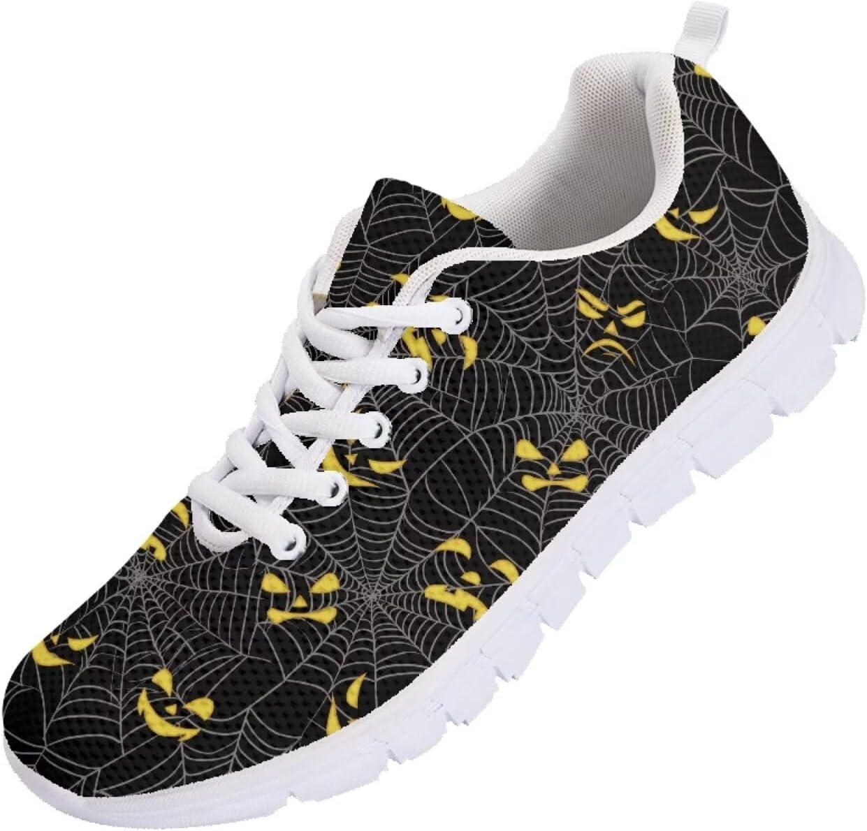 

Кроссовки Forchrinse для женщин и мужчин, повседневные с шнуровкой, нескользящие, для бега, спорта и тренажерного зала, Halloween Grimace Spider Web