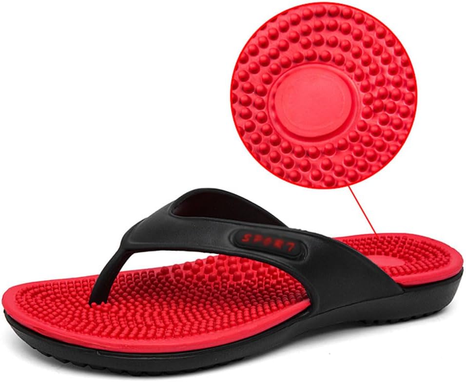 

Мужские массажные шлепанцы, плоская подошва, обувь с акупрессурой, облегчение боли при плантарном фасциите, боли в пятке и артрите, антискользящие сандалии с мягкой подошвой (Размер: EU 45, Цвет: черный) Yczhd