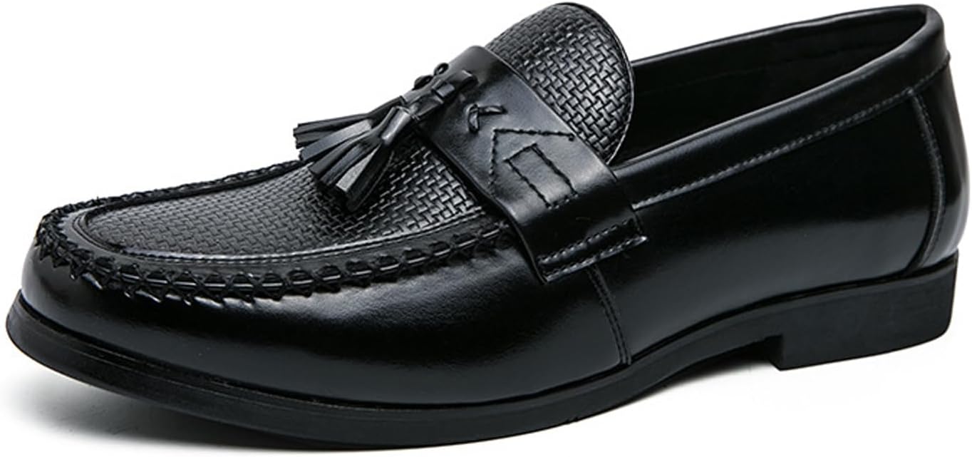 

Мужские кожаные лоферы NELSBREX с кисточками, низким каблуком, формальные, ретро с закругленным носком, с принтом, нескользящие, без застежки, деловые мокасины, черный