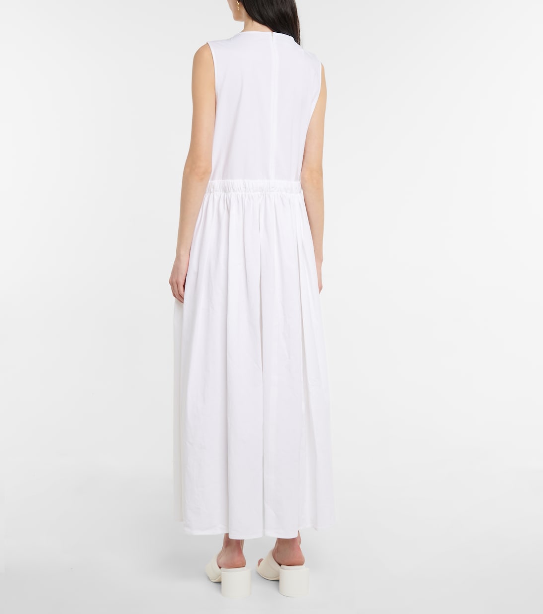 Платье макси из смеси льна и хлопка MM6 Maison Margiela, белый — фото 3