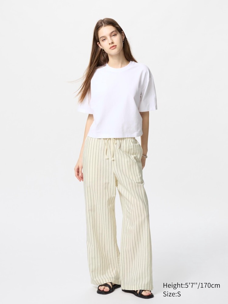 

Легкие брюки из смесового льна Uniqlo, цвет 01 белый