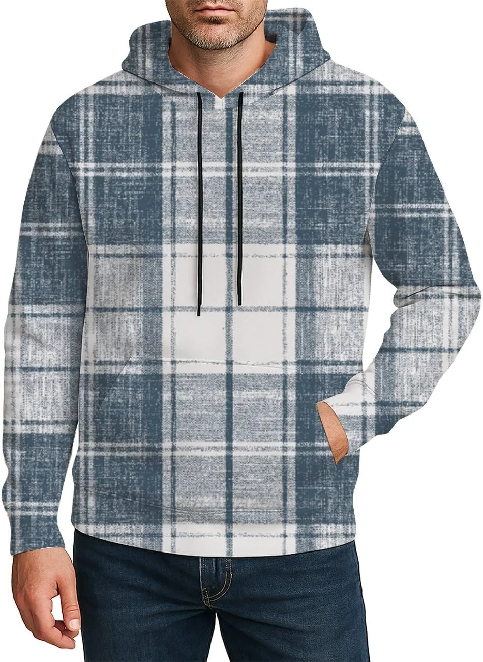 

Графический худи для мужчин в сине-белую клетку Deovige