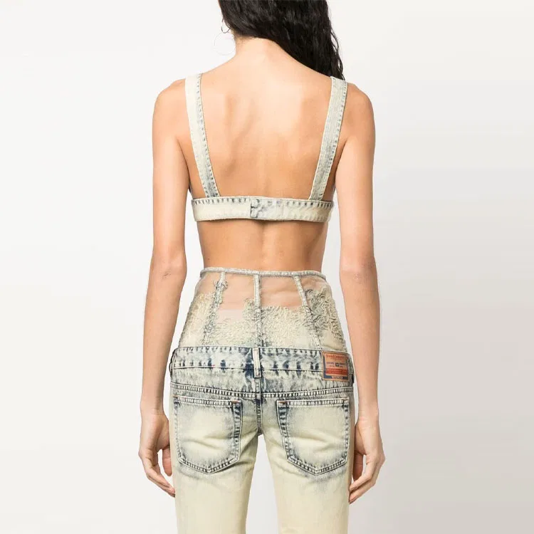 Топ джинсовый укороченный De Janys Fsc Denim Cropped DIESEL, Beige — фото 4