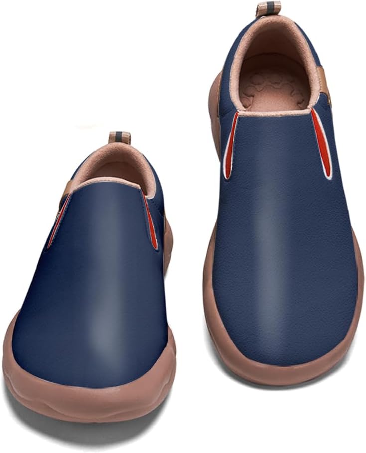 

Мужские модные кроссовки слипоны из кожи, повседневные лоферы, легкие удобные прогулочные и дорожные туфли Onehorse, темно-синий