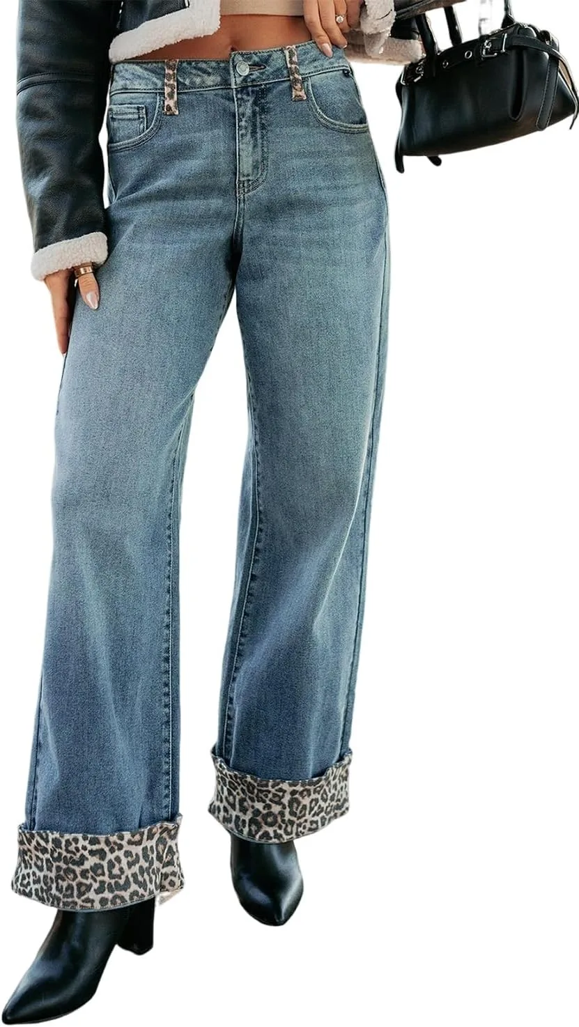 

Джинсы для женщин Ashleigh Blue Leopard с контрастным поясом Loricete