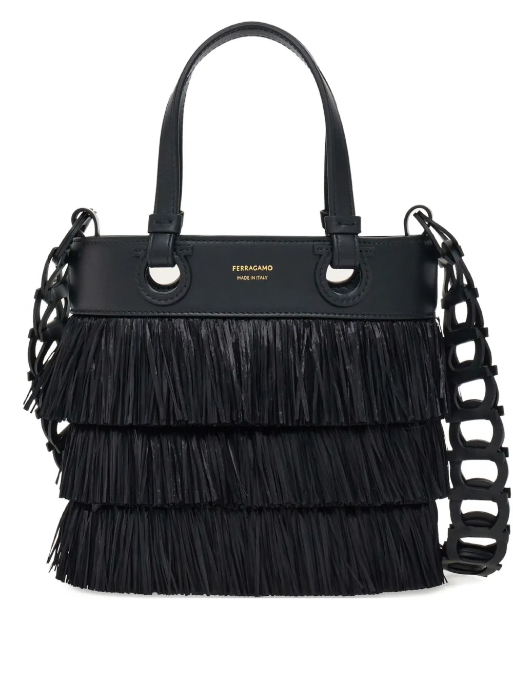 

Сумка-тоут с бахромой Ferragamo, черный