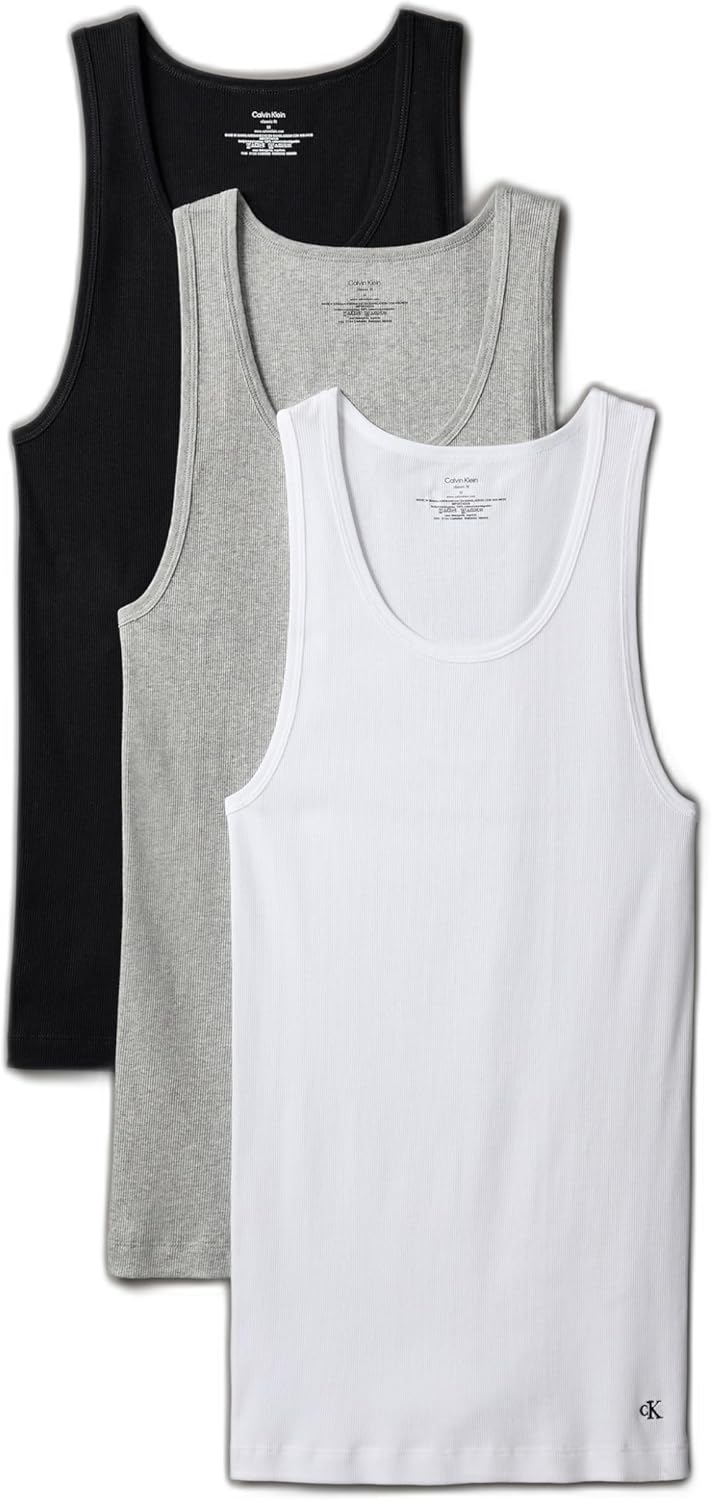 

Комплект из 3 мужских топов Calvin Klein Cotton Classics, Black, Grey Heather, White
