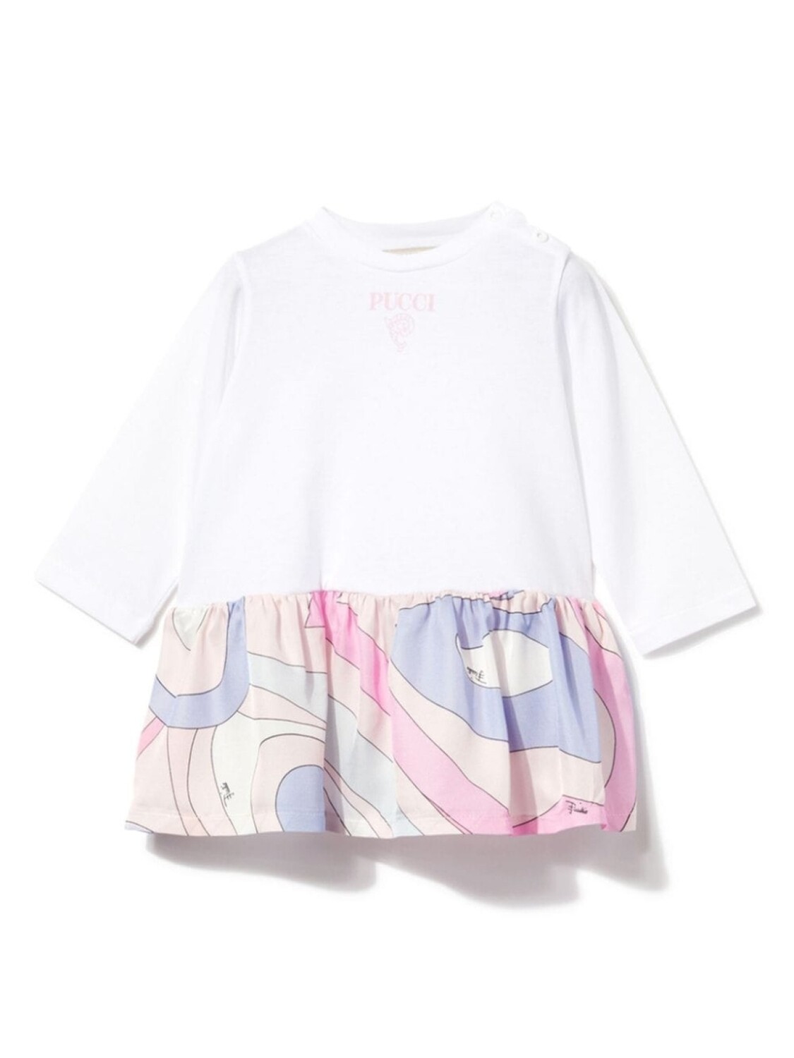 

PUCCI Junior платье с длинными рукавами и принтом Marmo, белый