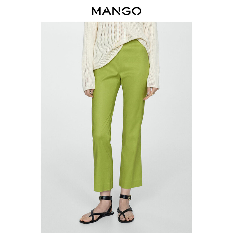 

Женские брюки Mango из смеси хлопка и льна, черный