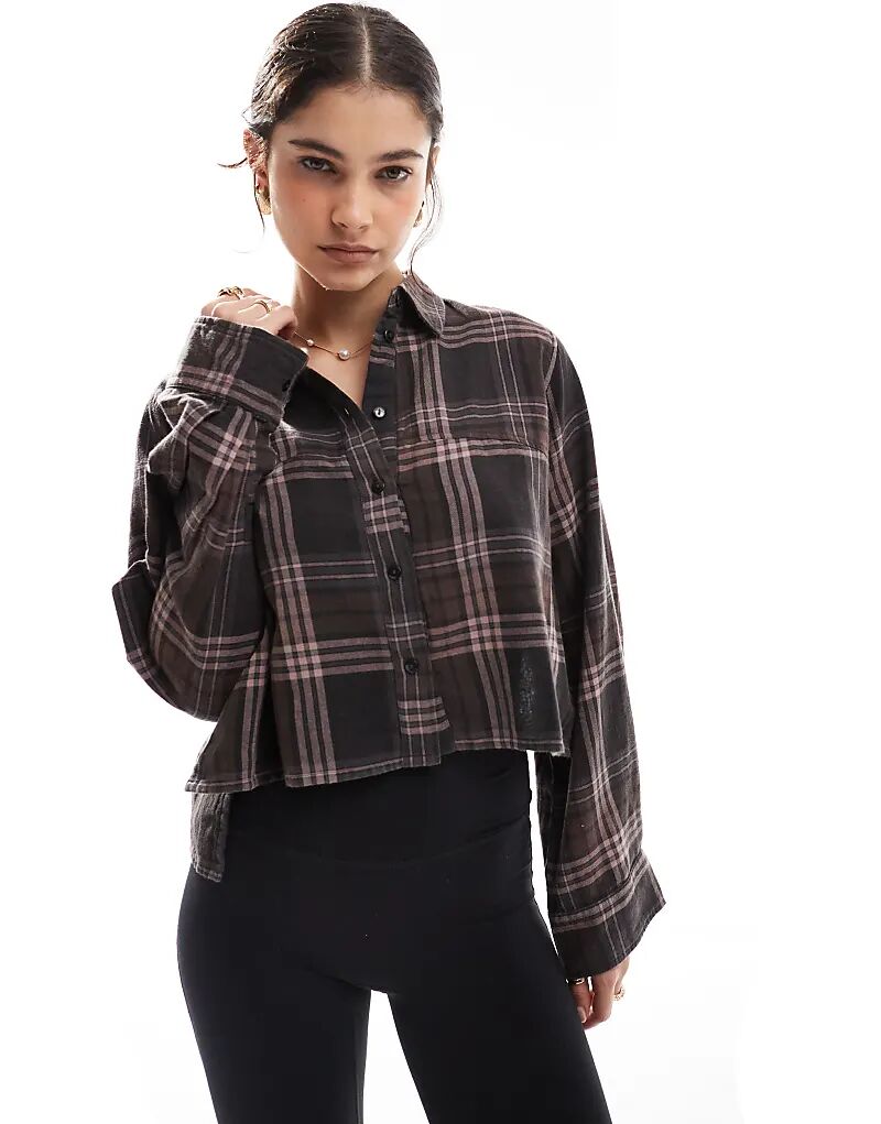 

Укороченная рубашка ASOS DESIGN в коричневую клетку