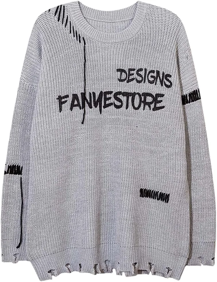 

MLAFE готический свитер с длинным рукавом Bone Letter Jacquard