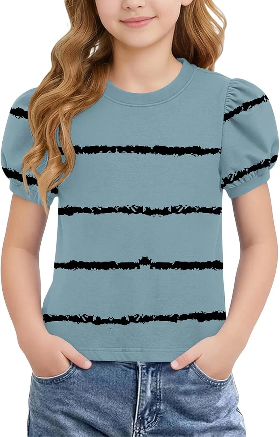 Детская футболка с полосками, Zzalalana, Light Blue