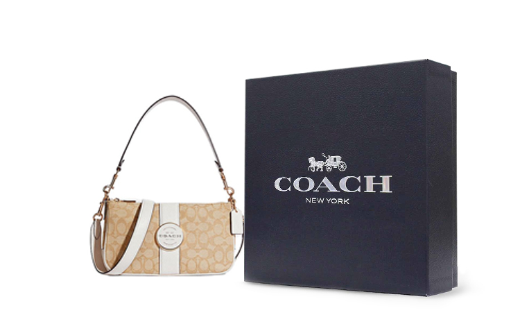 

COACH Лонни Тканевая с кожаной отделкой сумка через плечо женская светло-бежевая